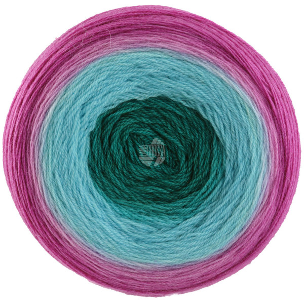 Lana Grossa Merino Lace Aquarell 003 Petrol/Türkis/Fuchsia 100g