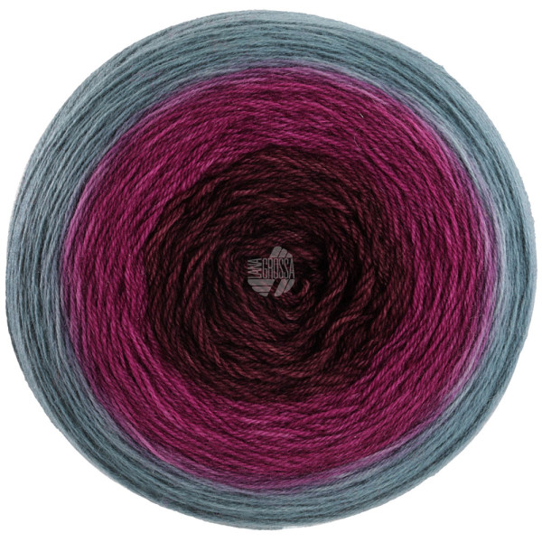 Lana Grossa Merino Lace Aquarell 008 Blaugrau/Weinrot/Burgund 100g