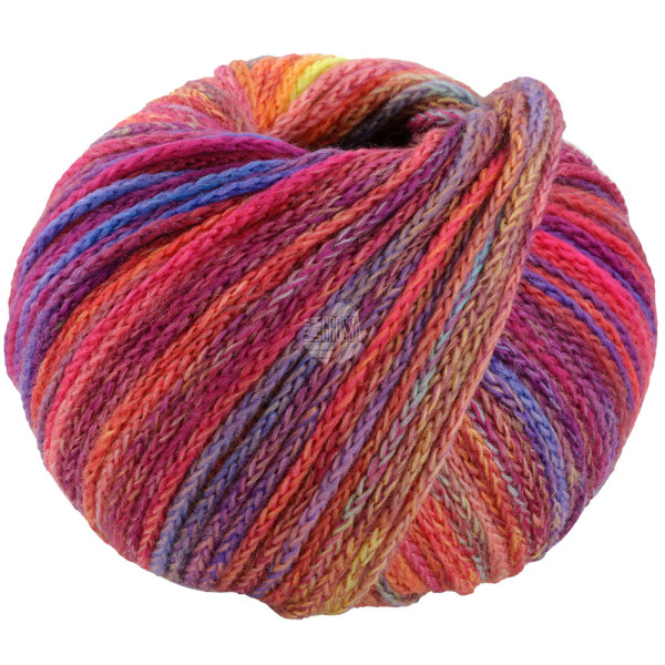 Lana Grossa Cool Merino Color 315 Dunkelfuchsia/Rost/Graublau/Pink/Dotter-/Senfgelb/Royal/Türkis 50g