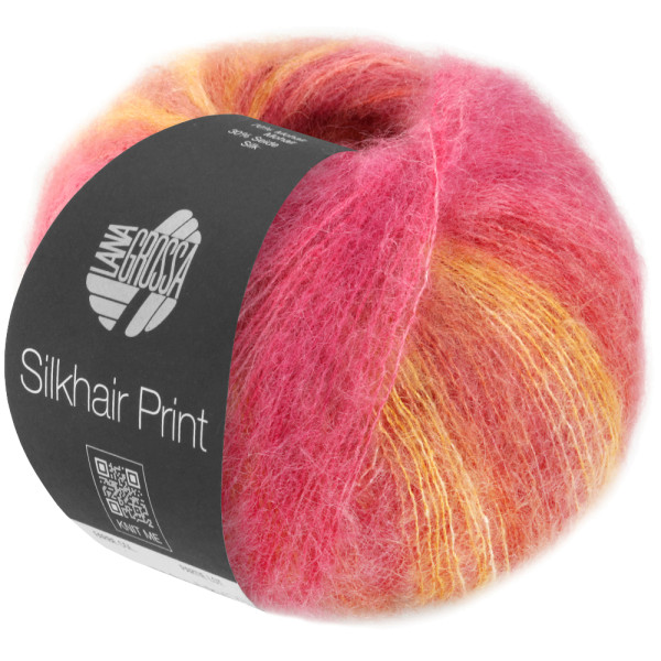 Lana Grossa Silkhair Print 428 Beere/Altrosa/Fuchsia/Himbeer/Goldgelb/Nougat 50g