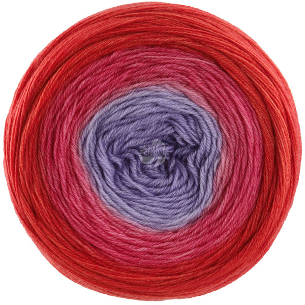 Lana Grossa Merino Lace Aquarell 004 Grauviolett/Himbeer/Tomatenrot 100g