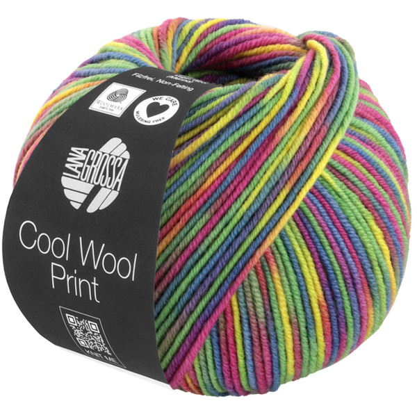 Lana Grossa Cool Wool 2000 Print 833 Grün/Lila/Pink/Gelb 50g