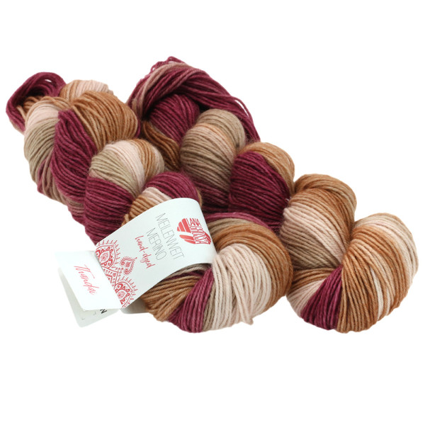 Lana Grossa Meilenweit 50 Merino Hand-Dyed 205 Rose/Camel/Beere 2x50g