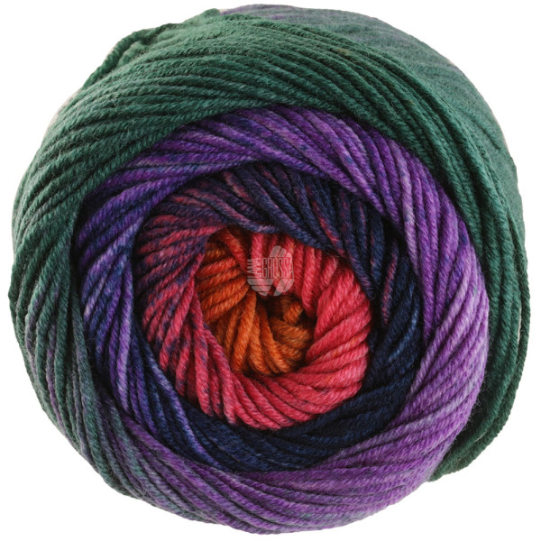 Lana Grossa Cool Wool Big Color 4037 Waldgrün/Violett/Nachtblau/Pink/Himbeer/Orange/Oliv 100g