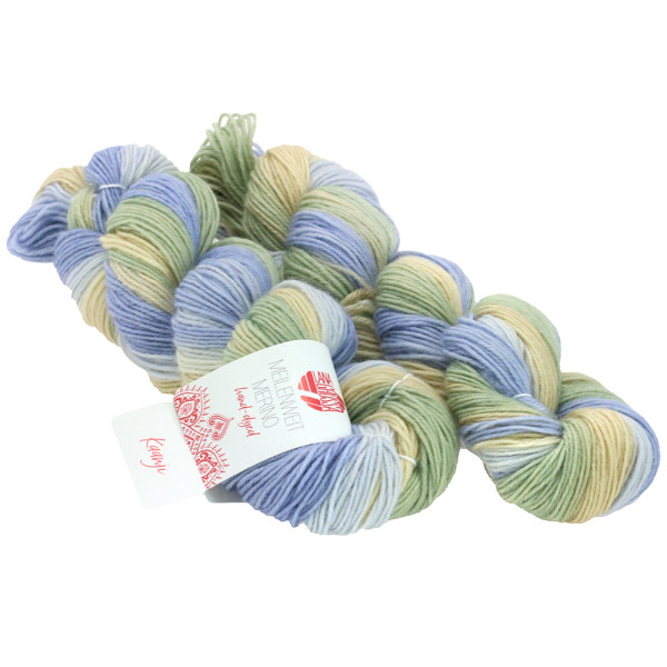 Lana Grossa Meilenweit 50 Merino Hand-Dyed 206 Kaanji Vanille/Flieder/Hellblau 2x50g