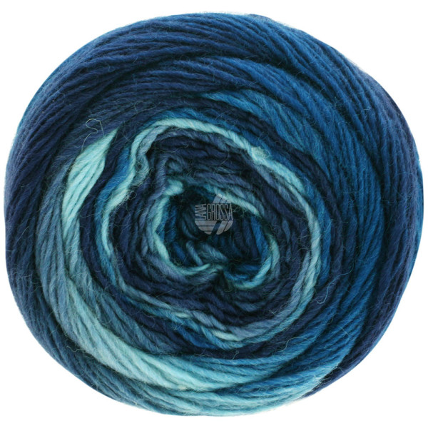 Lana Grossa Meilenweit 100 Color Mix Soft 8055 Stahl-/Grau-/Hell-/Himmel-/Mittel-/Dunkelblau 100g