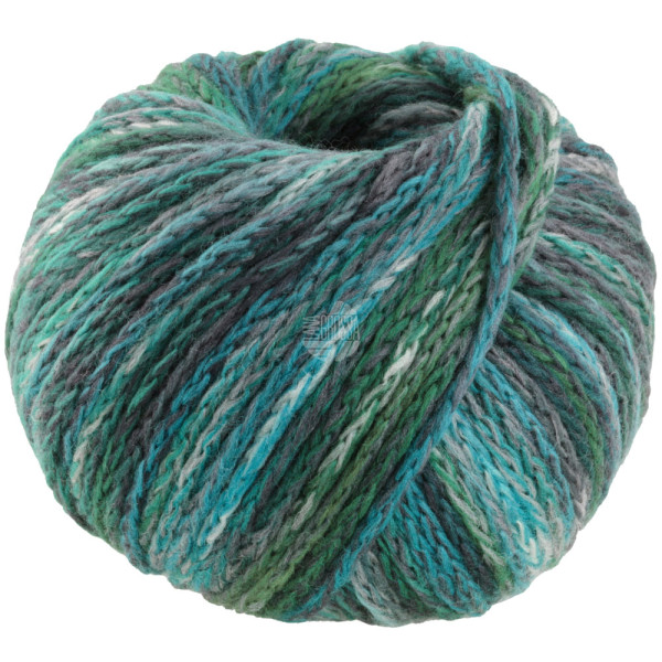 Lana Grossa Cool Merino Big Color 409 Dunkelgrün/Petrol/See-/Graugrün/Grau/Weiß 50g