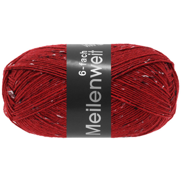 Lana Grossa Meilenweit 6-fach 150 Tweed 9676 Kirschrot 150g