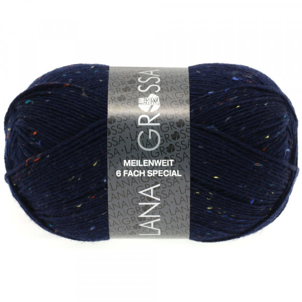 Lana Grossa Meilenweit 6-fach 150 Tweed 8816 Marine/Bunt 150g