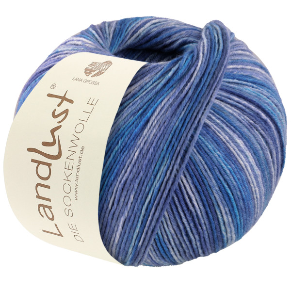 Lana Grossa Landlust die Sockenwolle 6-Fach 932 Hell-/Himmelblau/Weiß/Mint/Jeansblau Meliert 150g