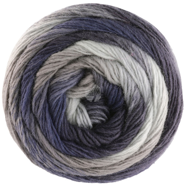 Lana Grossa Meilenweit 100 Color Mix Soft 8064 Dunkel-/Maus-/Graphit-/Blaugrau/Stahlblau 100g