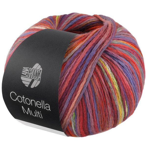 Lana Grossa Cotonella Multi 101 Dunkelrot/Blau/Gelb/Orange bunt 100g