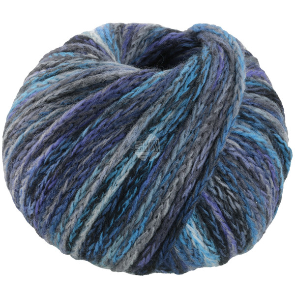 Lana Grossa Cool Merino Big Color 410 Grau/Minttürkis/Dunkelblau/Royal/Blauviolett 50g