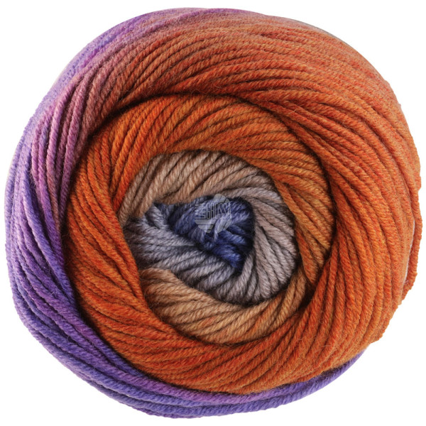 Lana Grossa Cool Wool Big Color 4031 Ockergelb/Graubeige/Jeansblau/Violett/Nougat 100g