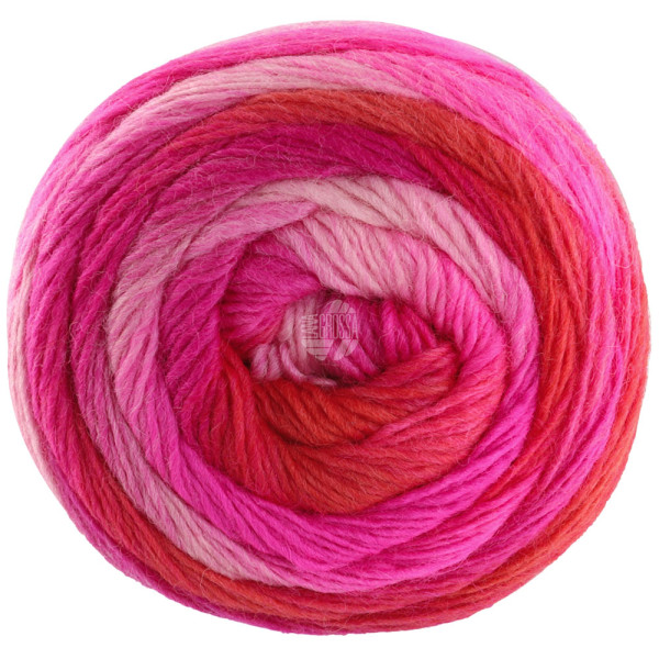 Lana Grossa Meilenweit 100 Color Mix Soft 8062 Pink/Zyklam/Kirsch-/Feuerrot/Himbeer 100g